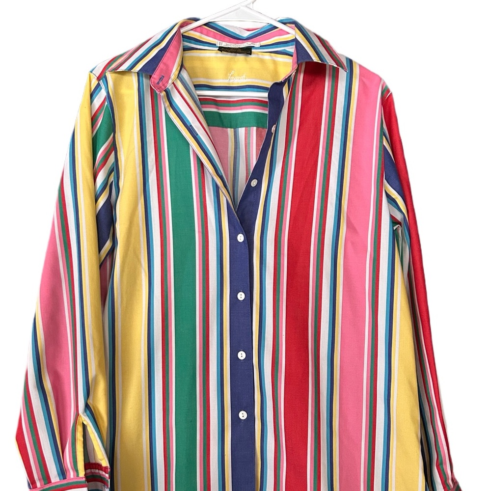 Foxcroft Red and Yellow Casual Button Down Shirt